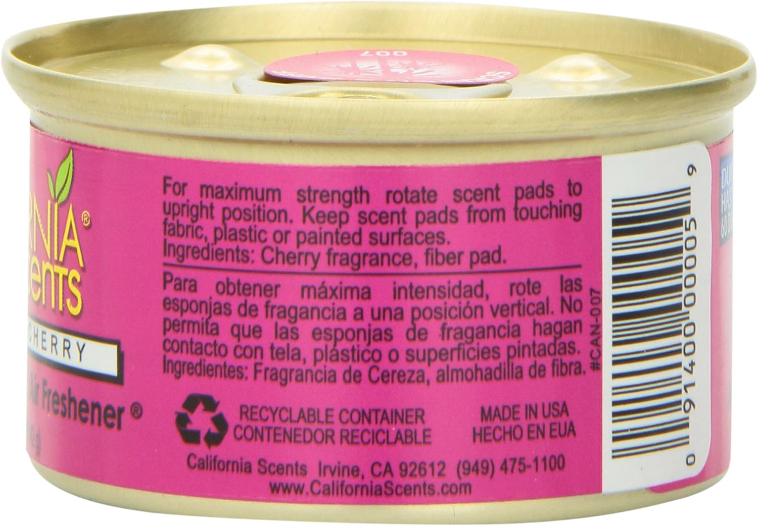 California Scents Spillproof Organic Air Freshener Twin-Pack, Coronado Cherry, 1.5 Ounce Canister (Pack of 4)
