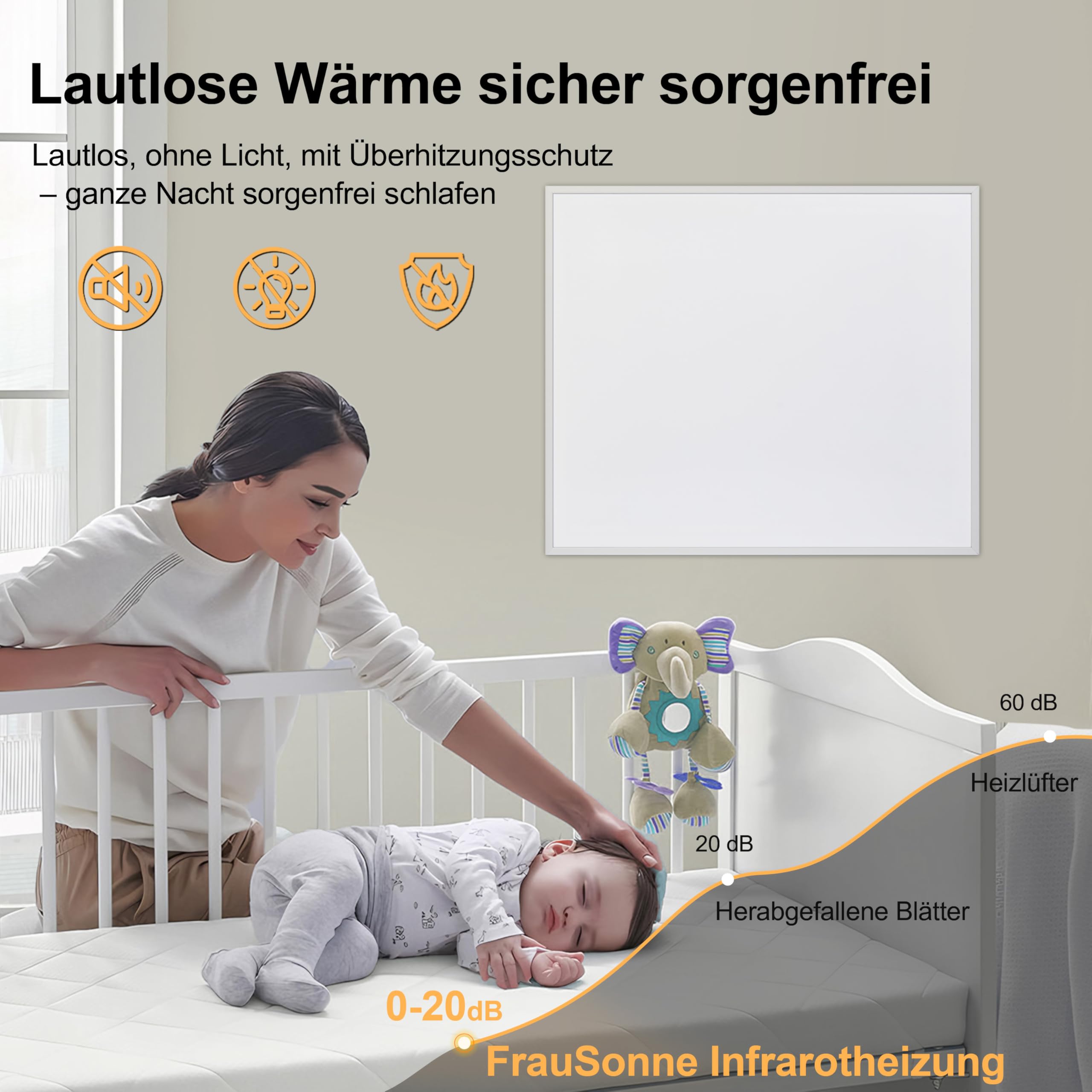 Infrarotheizung Wandmontage 1200W, Infrarot Wandheizung – Energiesparender Elektro-Heizstrahler mit Überhitzungsschutz, Heizung Elektrisch für Schlafzimmer, Hallen und Wintergarten – TÜV
