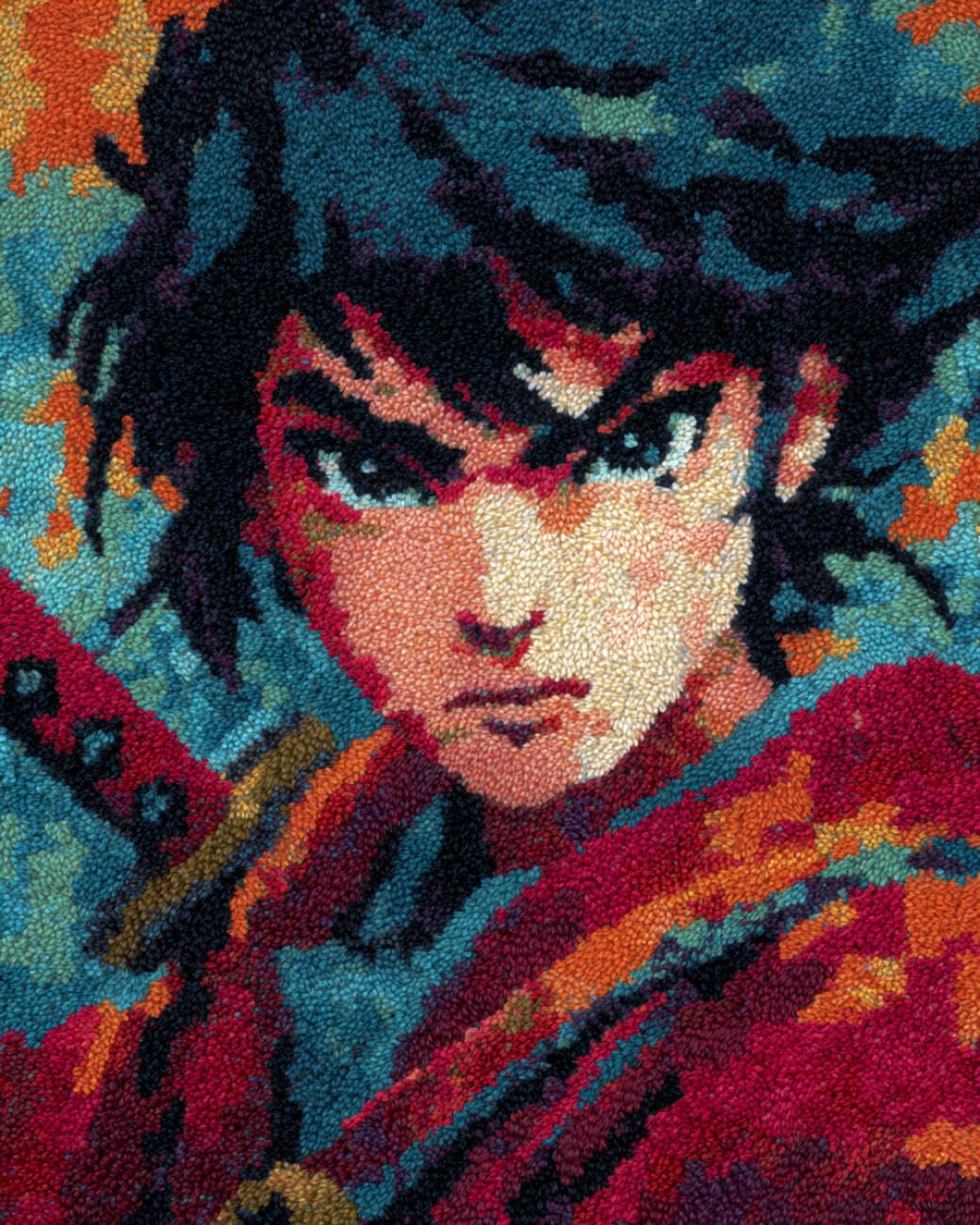AMBATTERY Latch Hook Tapestry Kit Samurai 55x75cm