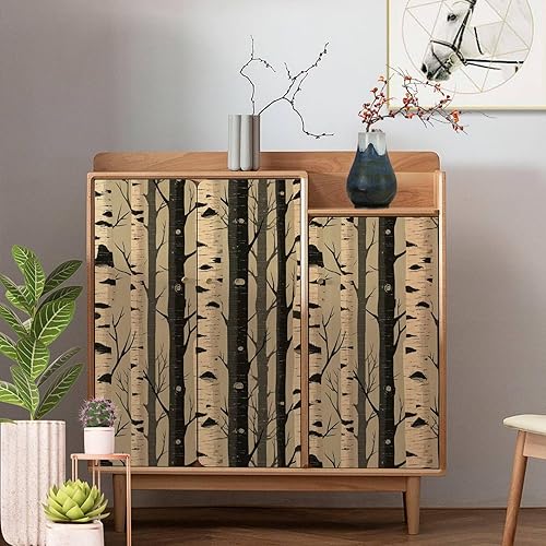Miniatura 7 de Papel tapiz autoadhesivo de bosque de abedul, papel tapiz rústico de árbol bosque, decoración de pared de naturaleza escandinava para el hogar,