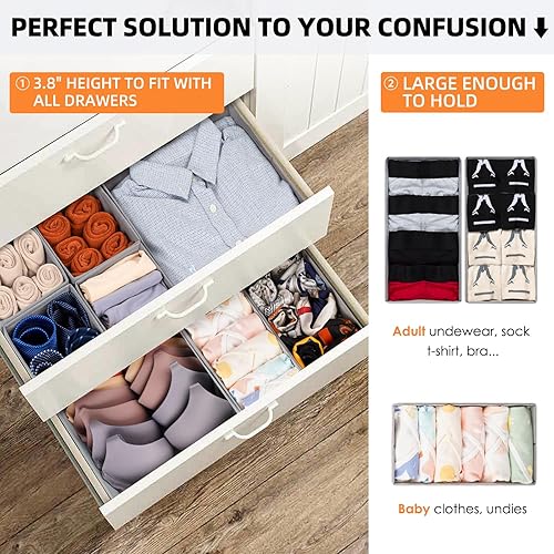 Miniatura 4 de Paquete de 15 organizadores de cajones para ropa, organizadores de armario de tela plegables y contenedores de almacenamiento para ropa de bebé,