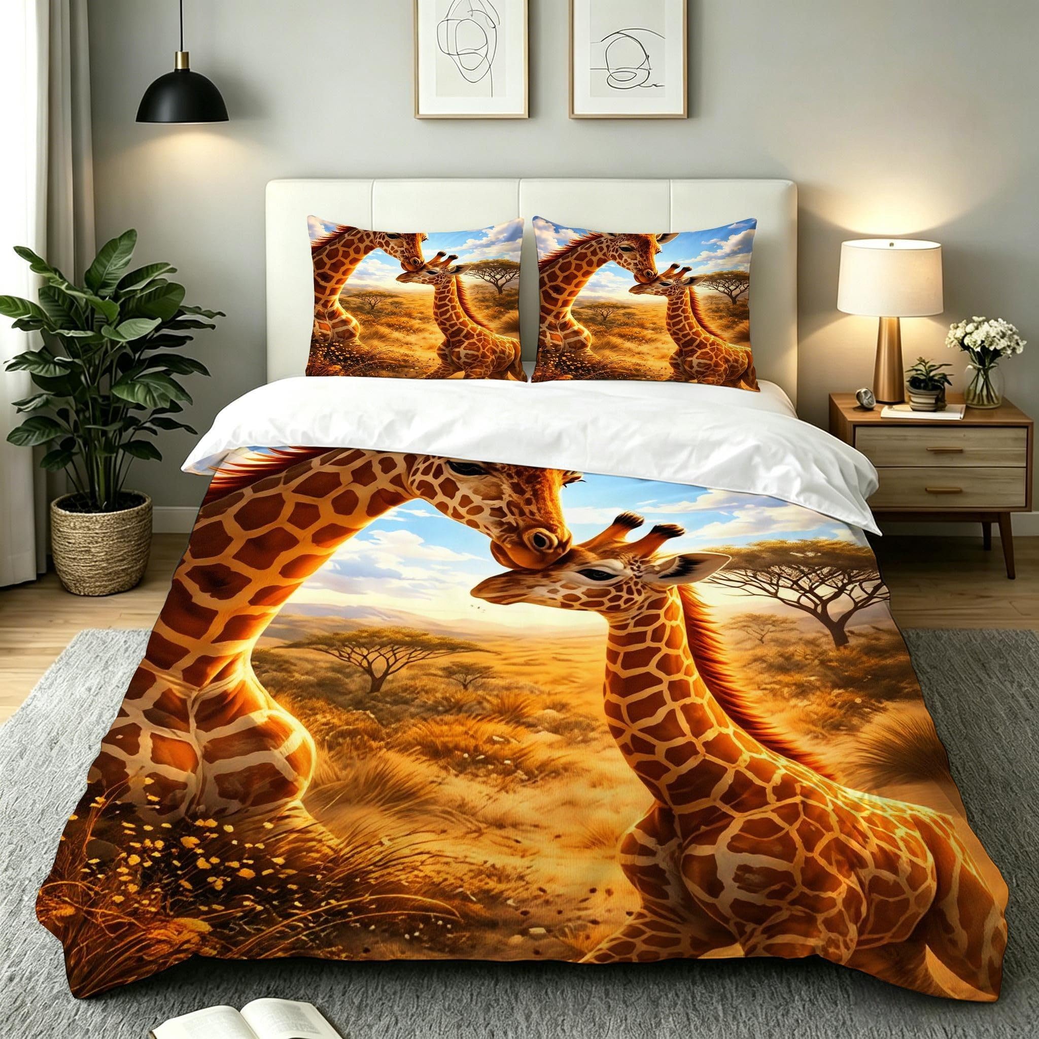 Copripiumino Matrimoniale Giraffa Gialla 260x240, ZW1824