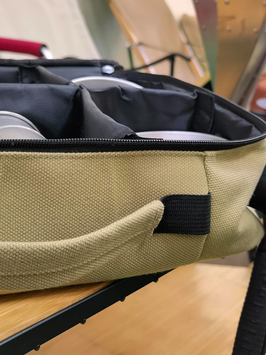AREFFA Large Camping Utensil Organizer Bag, Portable Picnic Cutlery Storage with Dividers, YKK Zippers, Oxford Cloth