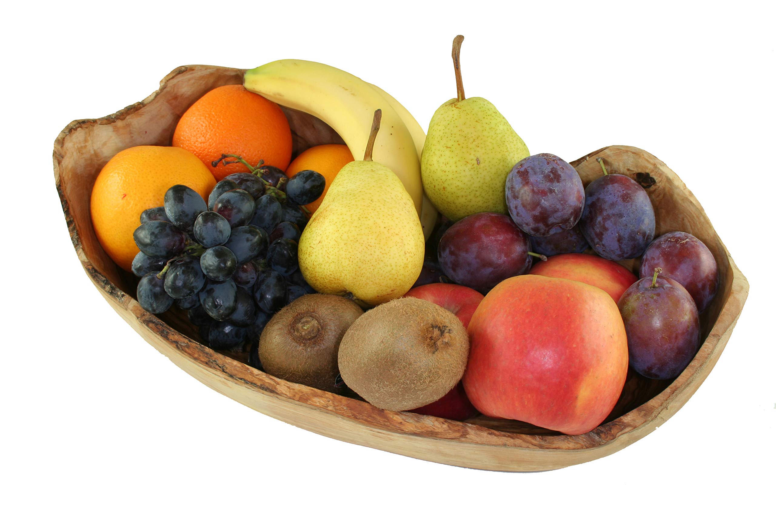 D.O.M.® Corbeille à fruits rustique en bois d'olivier naturel en 5 tailles (longueur 30-33 cm)