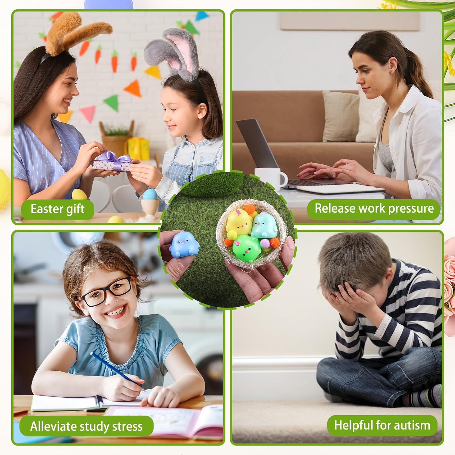 12 Pcs Chick Squishies Toy, Super Soft Chicken Squeeze Toys with Coop Easter Basket Stuffers Party Favors Easter Egg Hunt for Kids Boys Girls