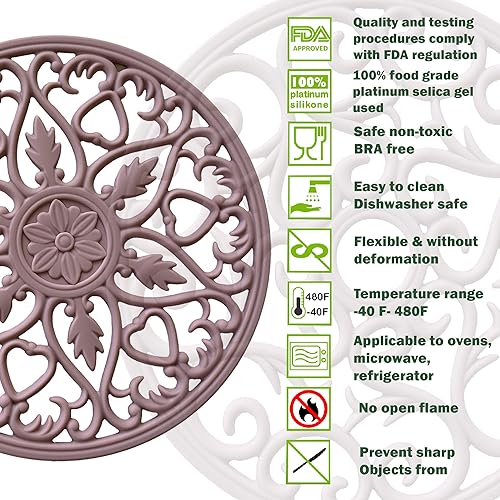 Miniatura 3 de Juego de 3 salvamanteles de silicona resistentes al calor, almohadillas calientes, flexibles, duraderos, antideslizantes, para ollas y platos