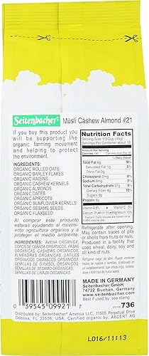 Miniatura 2 de Seitenbacher Cereal natural orgánico de almendras de anacardos Muesli, 16 onzas