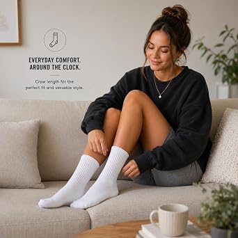 Winterlace 72 Pairs Crew Socks 80% Cotton Men Women Unisex Casual Moisture Wicking Bulk Sports Athletic