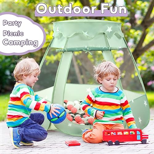 Miniatura 4 de Wilhunter - Alberca de pelotas para niños pequeños con 150pelotas, tienda de campaña desplegable, casa de juegos para interior y exterior con bolsa