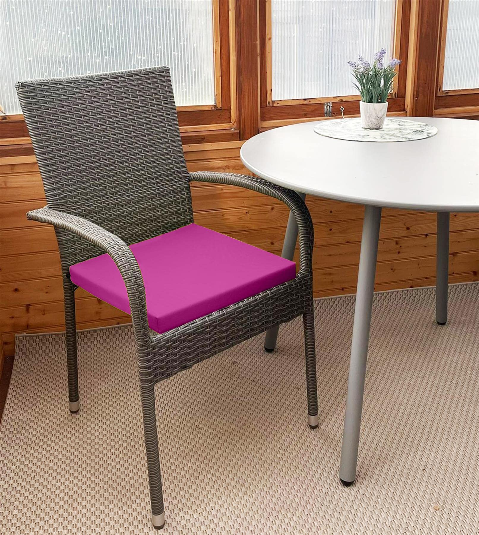 Roseley Waterproof Chair Cushion With Ties Outdoor Seat Pad Removable Water-Resistant Cover Durable Comfy Patio Garden Lawn Seating [Pink, 50 x 44 x 4cm]