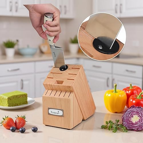 Miniatura 5 de KUISINE Juego de Cuchillos Mejorado de Acero Inoxidable de Alto Carbono Hoja Ultra Afilada Mango Ergonómico, Juego de Bloque de Cuchillos con