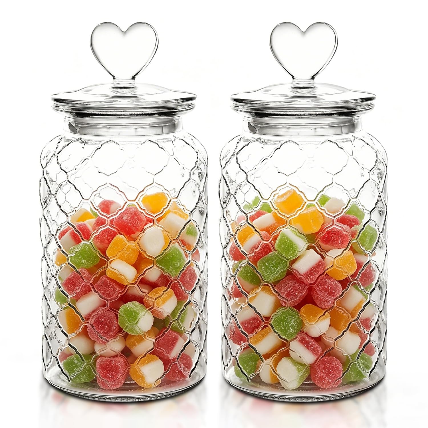 2 pcs Glass Food Storage Jars with Lids Airtight, Sweet Jars Biscuit Jars