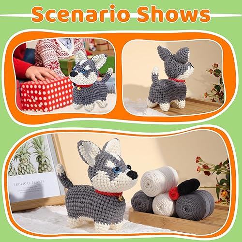 Miniatura 7 de Hssugi Kit de ganchillo para principiantes, kit de animales de ganchillo, kit completo de inicio de ganchillo para adultos con tutoriales en video