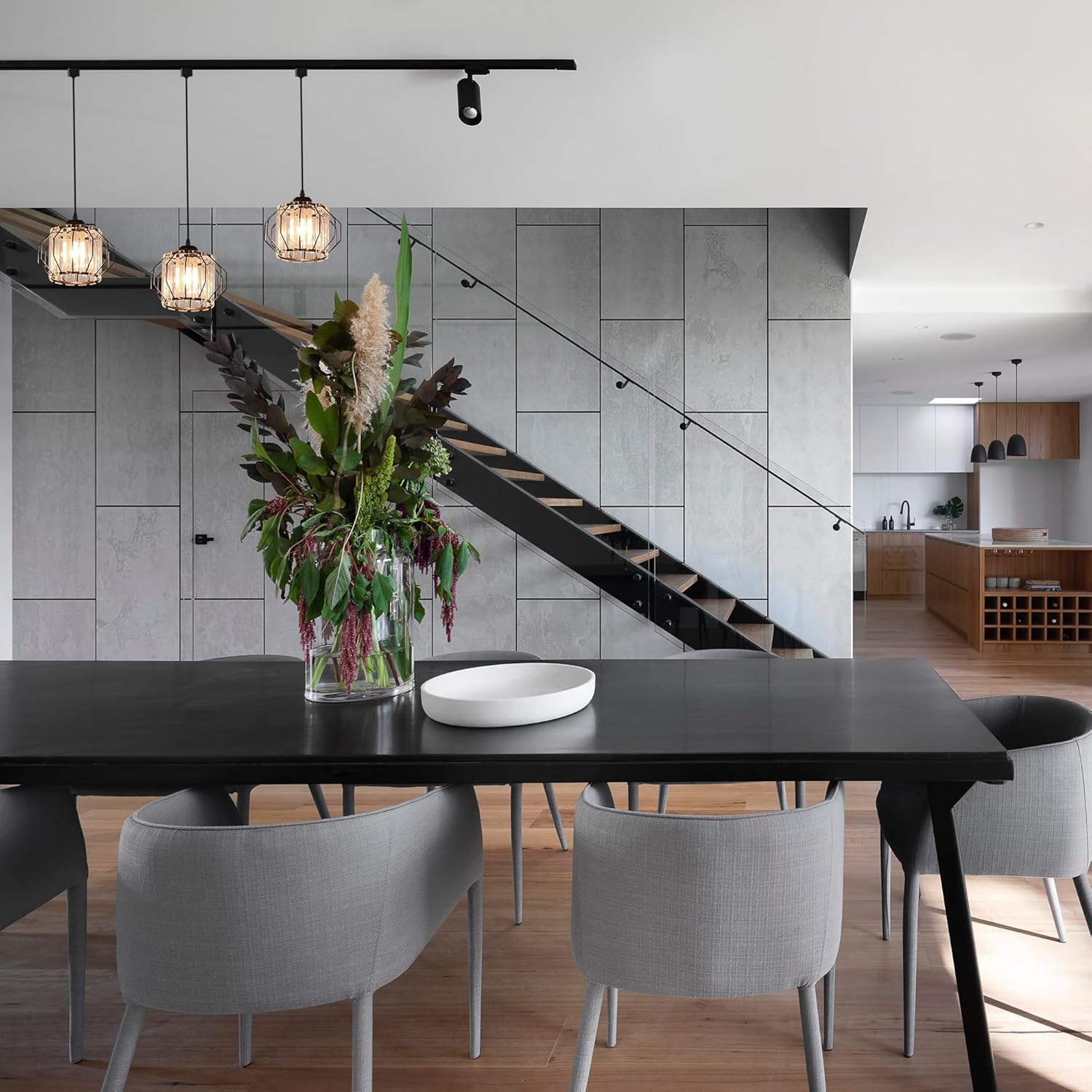 Kiven H-Type Track Lighting Pendants, h Track Pendant Lights with Crystal Lampshade,Modern Decorative Track Lighting Fixture for Kitchen Hallway Restaurant Island Lighting XDD363