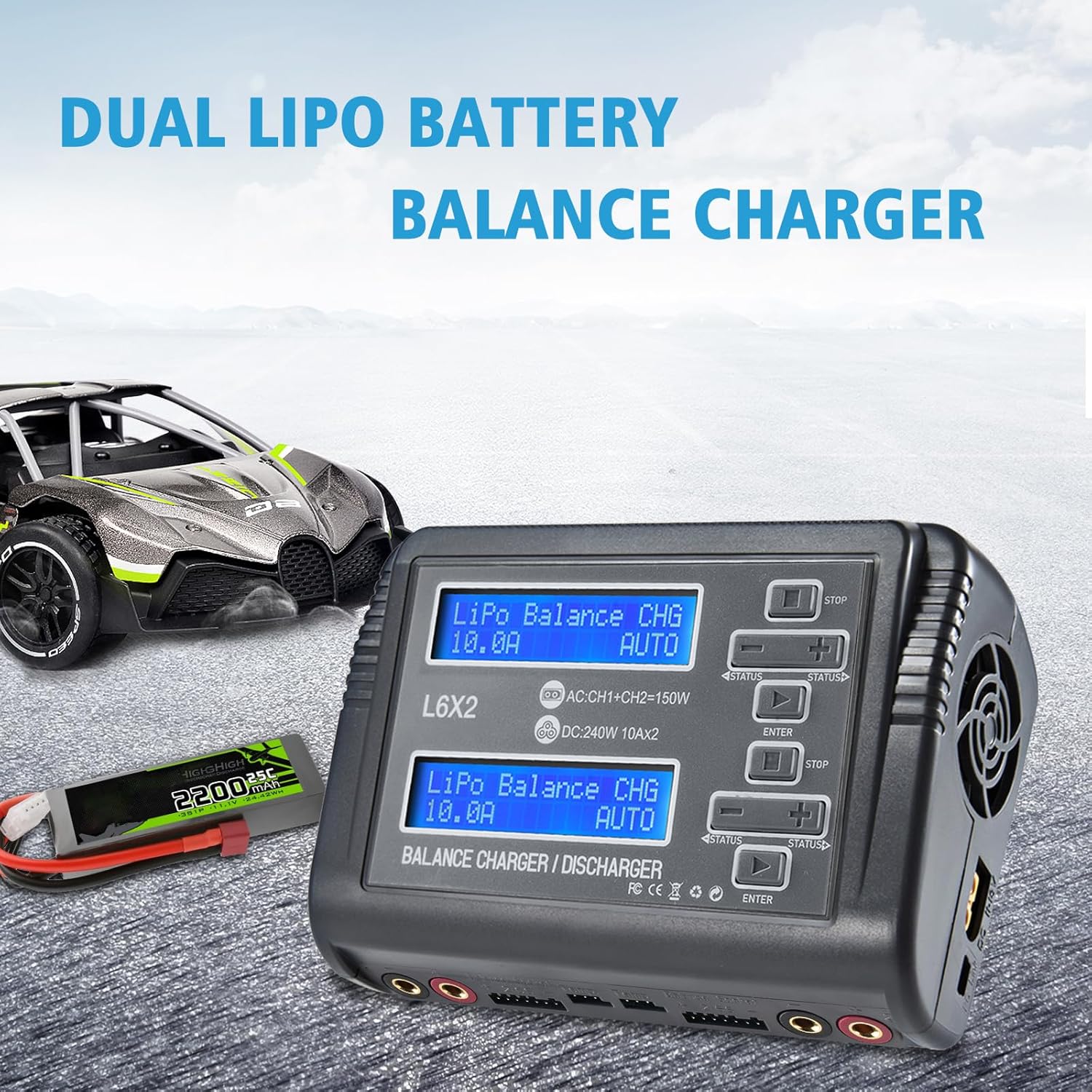 LiPo Battery Charger Fast Balance Battery Chargers Discharger for 1S-6S LiPo Li-ion Life LiHV 1S-15S NiCd NiMH PB Smart Batteries RC Car RC Drone (Blue)