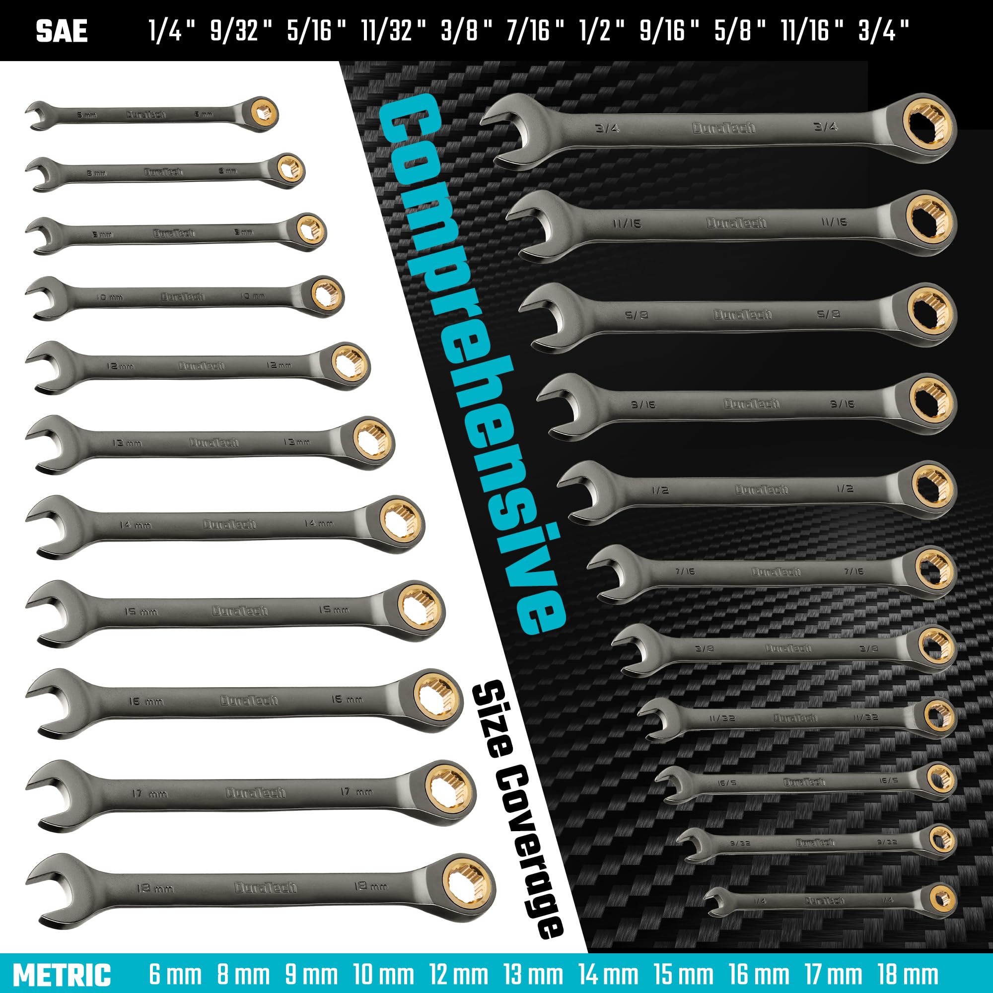 DURATECH Ratcheting Wrench Set - 22 Piece -6