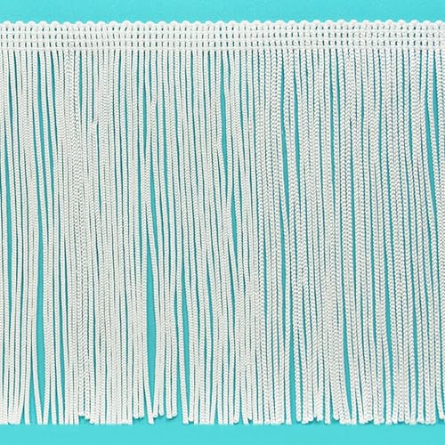 Expo International Trims by the Yard - Borde de flecos de cadena de 6 pulgadas, color blanco, (corte de 5 yardas)