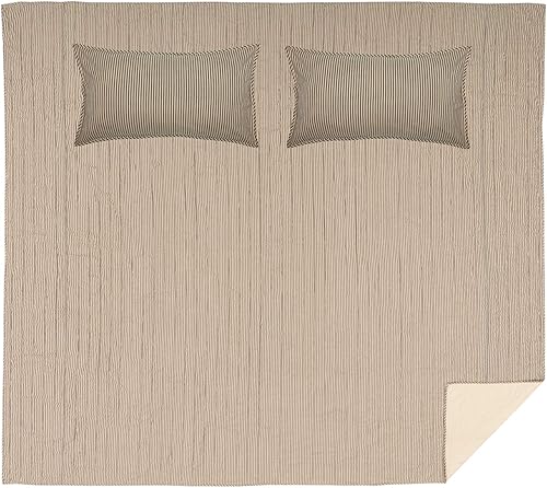 Miniatura 4 de VHC Brands Sawyer Mill Ticking Stripe - Juego de ropa de cama de 3 piezas con 2 fundas de almohada, color gris carbón