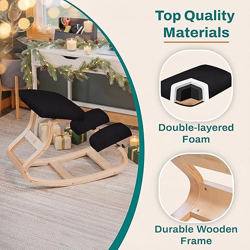 Miniatura 30 de NYPOT Silla ergonómica de rodillas con asientos ajustables, silla de rodilla para corrección de postura y taburete mecedora para escritorio - Alivio