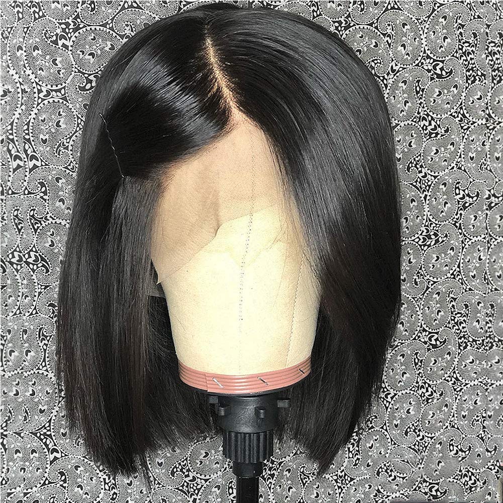 360 Full Lace Wigs Human Hair Pre Plucked Short Bob 9A Remy Brazilian Human Hair Wigs for Black Women 150% Density 360 Lace Frontal Wig with Baby Hair Silky Straight Human Hair Wig Straight 12"