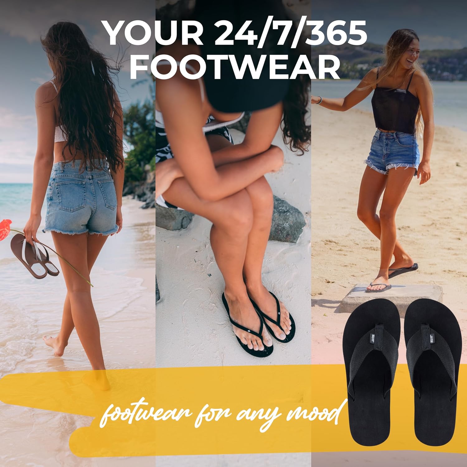 Scott Hawaii Women's Wahine Narrow Width Non-Marking Platform Wedge Slipper with Durable Nylon Straps - Image 3