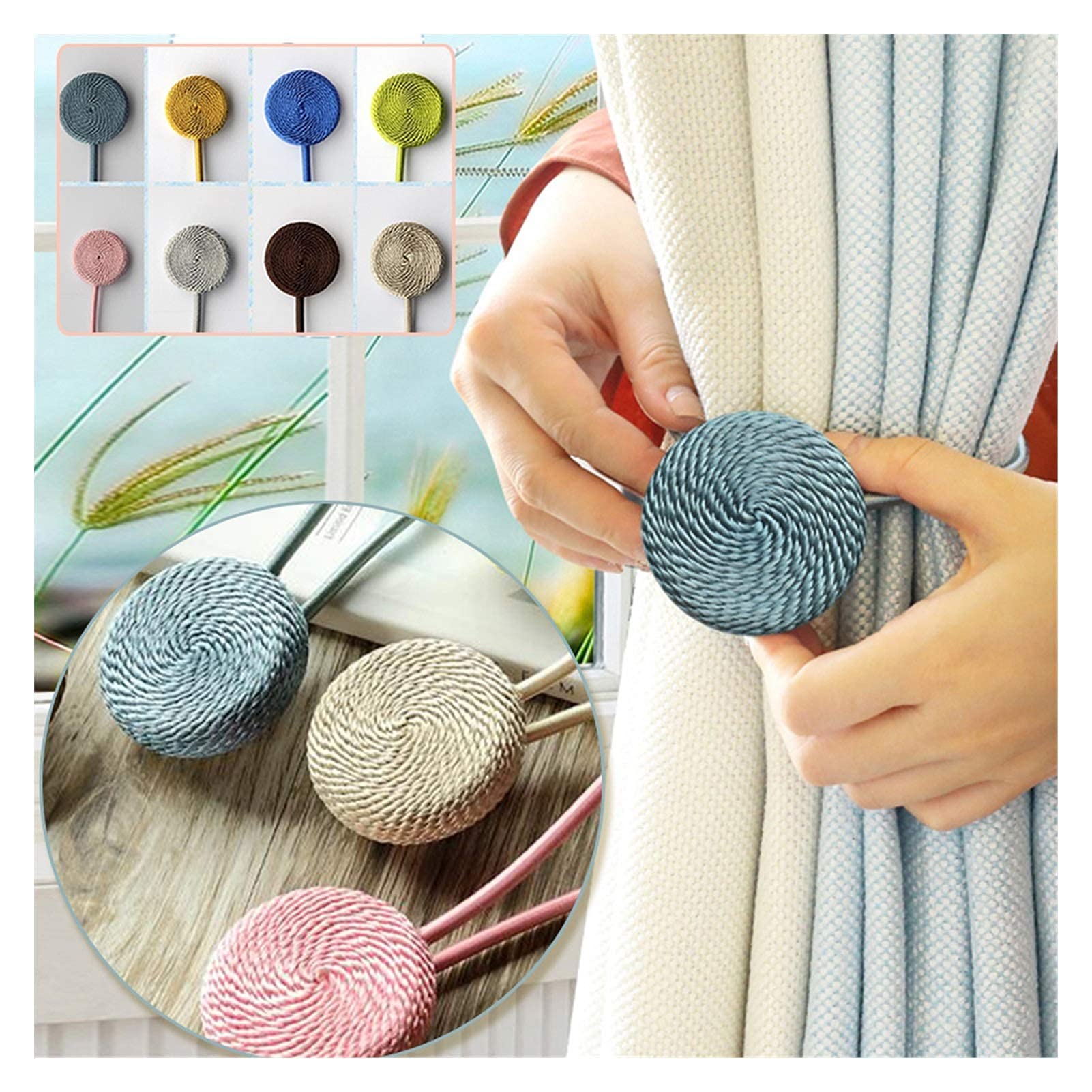 Rideau 2 pièces magnétique Rideau Embrasse Maison décoratif Rideau Boucle Corde Sangle Accessoire Aimant Rideaux Support Boucles