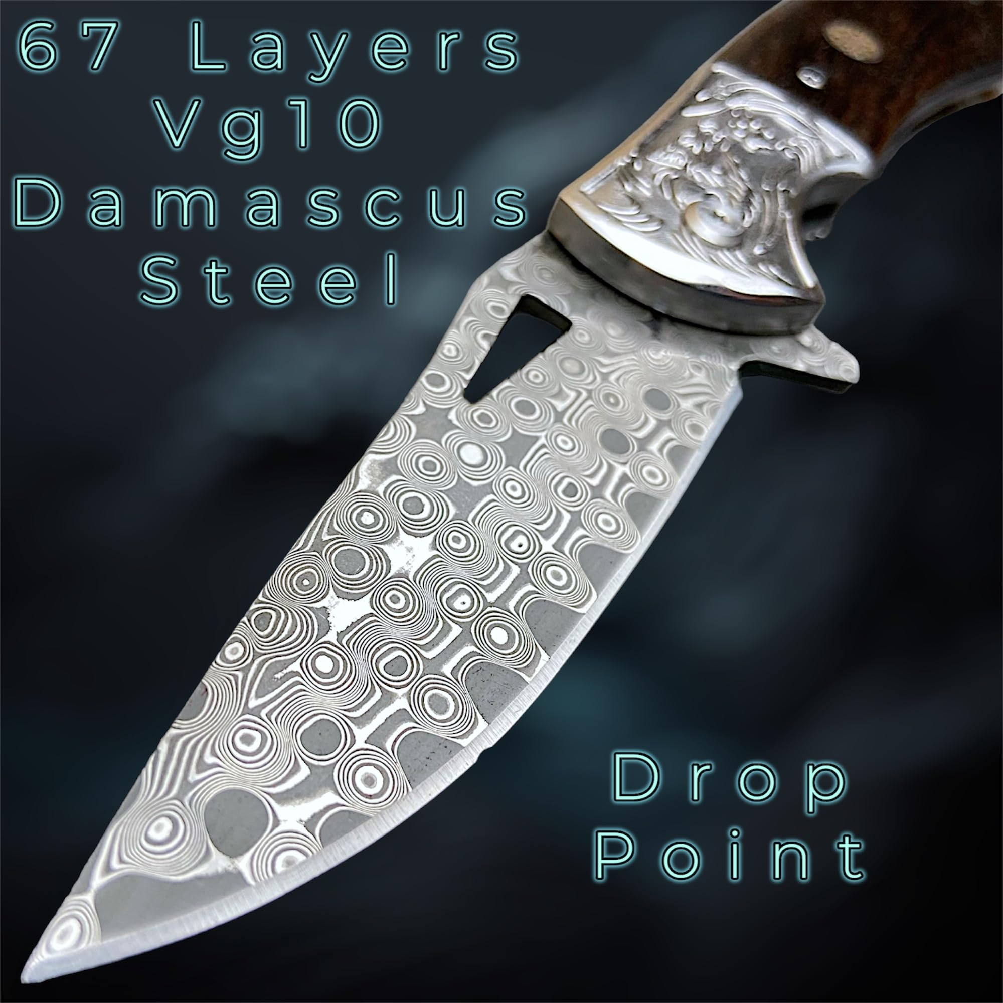 TACTICAL GEARZ EDC Damascus Pocket Folding Knife, Ebony Wood Handle, Damascus Steel Blade! (Kapena XT)