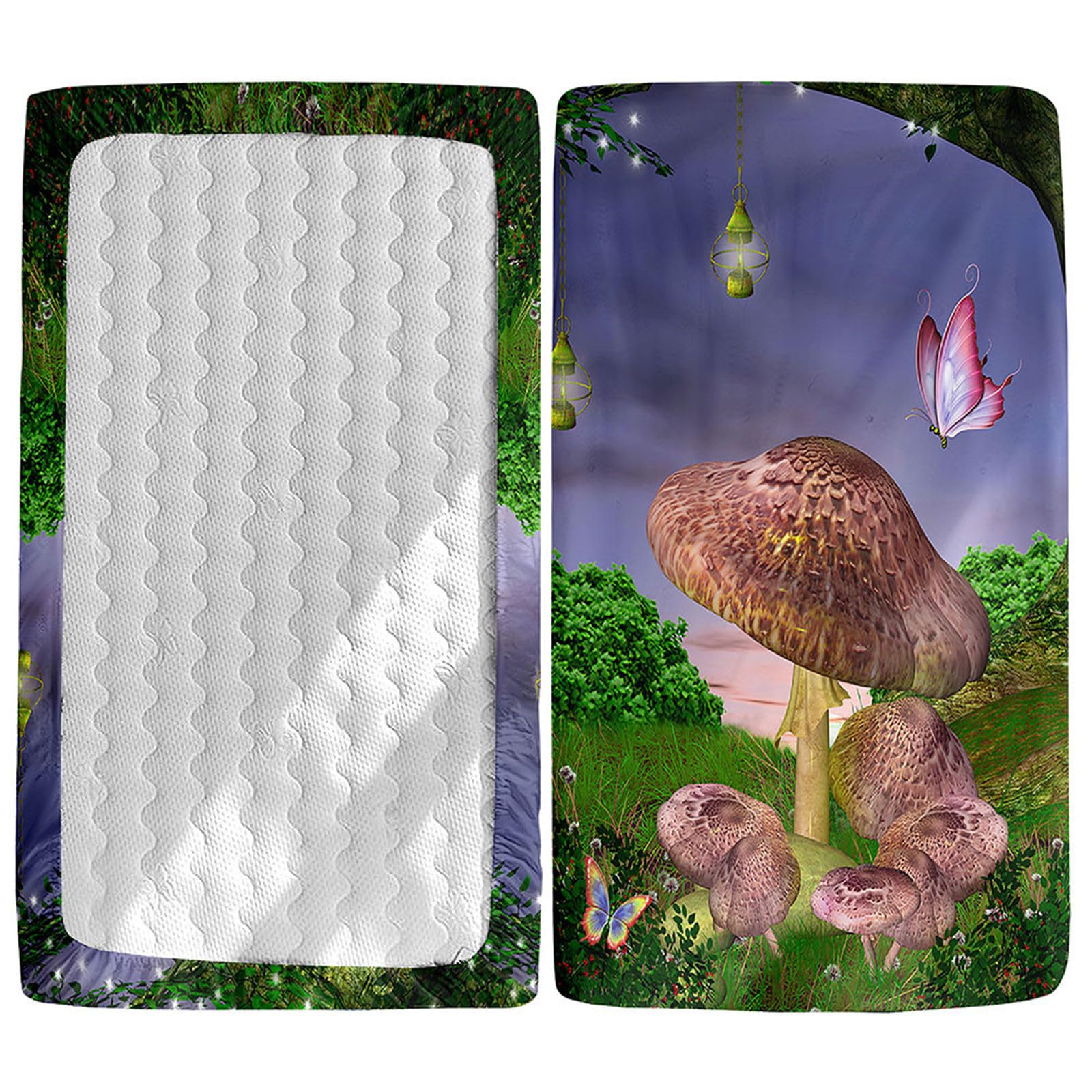 Odot Cot Bed Fitted Sheets, Mushroom Pattern Cot Bed Sheet Fitted Sheets for Cribs Baby Bed Sheets Soft Bassinet Sheets Cot Bed Mattress Protector for Boy Girl (Butterfly,40x90cm) โ image 1