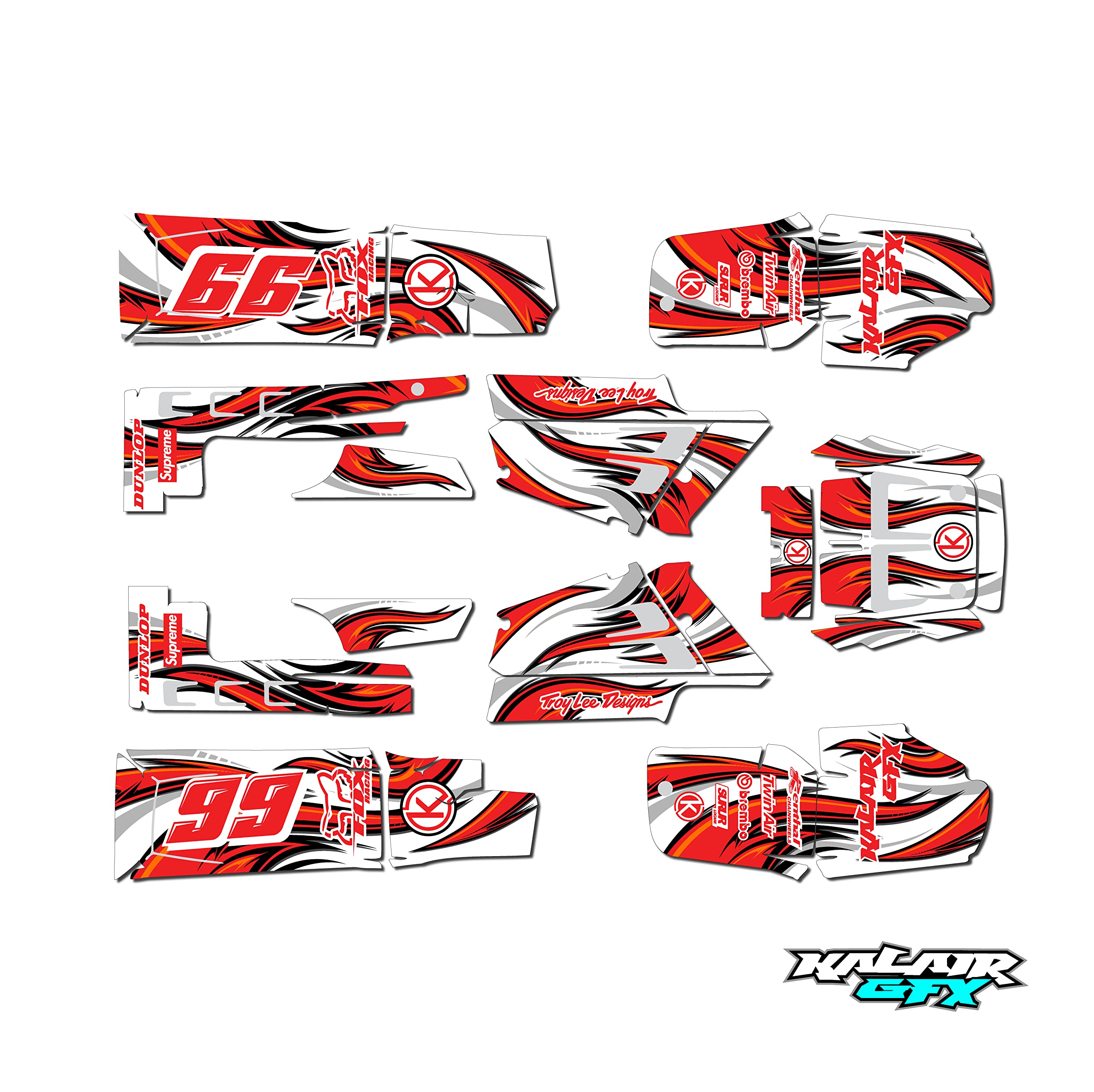 Kalair GFX Graphics Kit for Yamaha BANSHEE 350 Swift Series Red 16 Mil-ATV UTV Dirt bike stickers,Quad dirtbike racing decal automotive motocross accessories no plastics