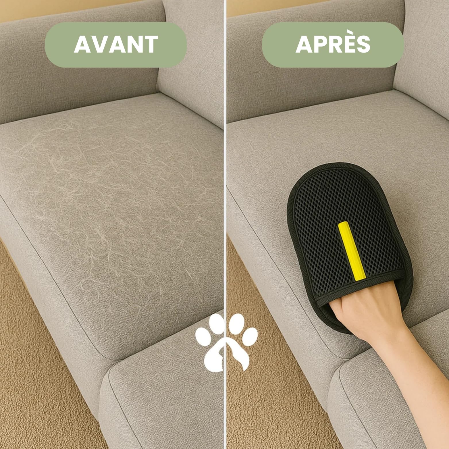 Le Comptoir Animalier FurFree – Gant Anti-Poils Réutilisable & Écologique，Gants de toilettage Double Face pour Animaux, éliminent efficacement Les Poils