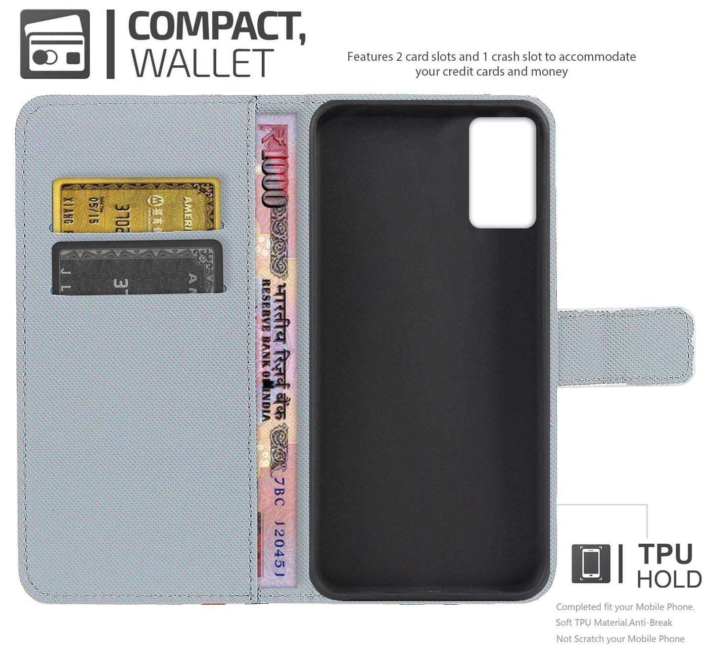 TienJueShi Cranio Stand Portafoglio TPU Silicone in Pelle Cellulare
