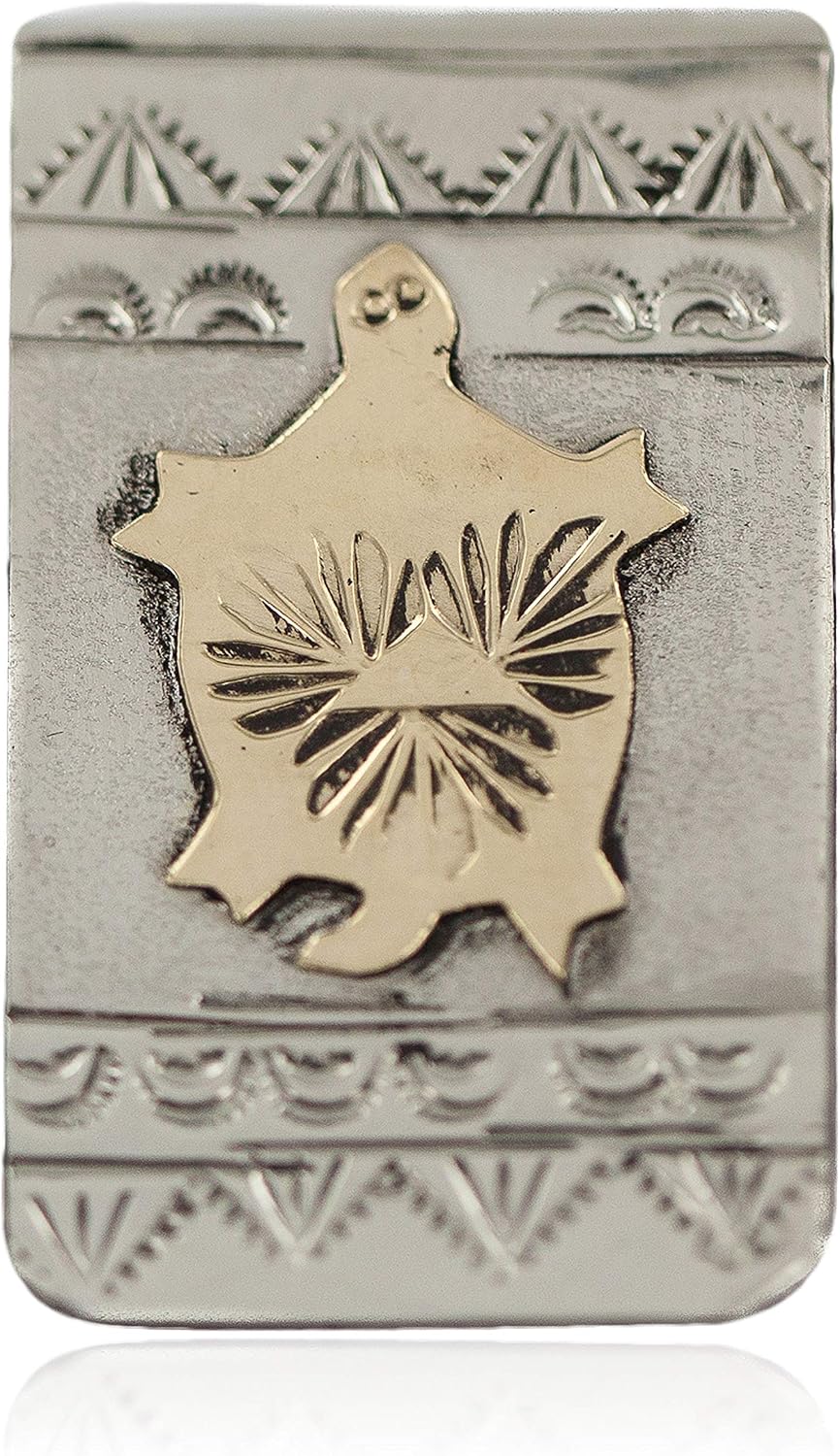 $180Tag Horny Toad Certified 12ktGF Silver Navajo Native American Money Clip 91002 Made by Loma Siiva