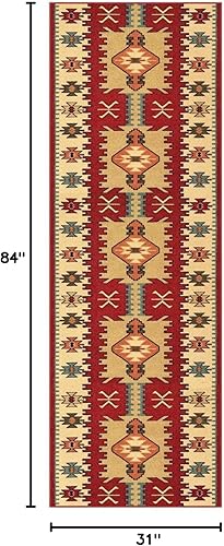 Miniatura 100 de Kapaqua Custom Size Grey Bohemian Kilim Rubber Backed Non-Slip Hallway Stair Runner Rug Carpet 31 inch Wide Choose Your Length 31in X 12ft