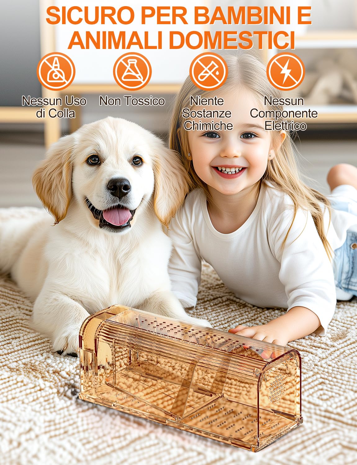 TAKRINK Trappola per Topi, Trappole Topi Umanitaria, Set di 2 Trappola Viva Riutilizzabile per Topi e Piccoli Roditori, Non Tossica, Facile da Pulire per Casa, Giardino, Garage Color caffè