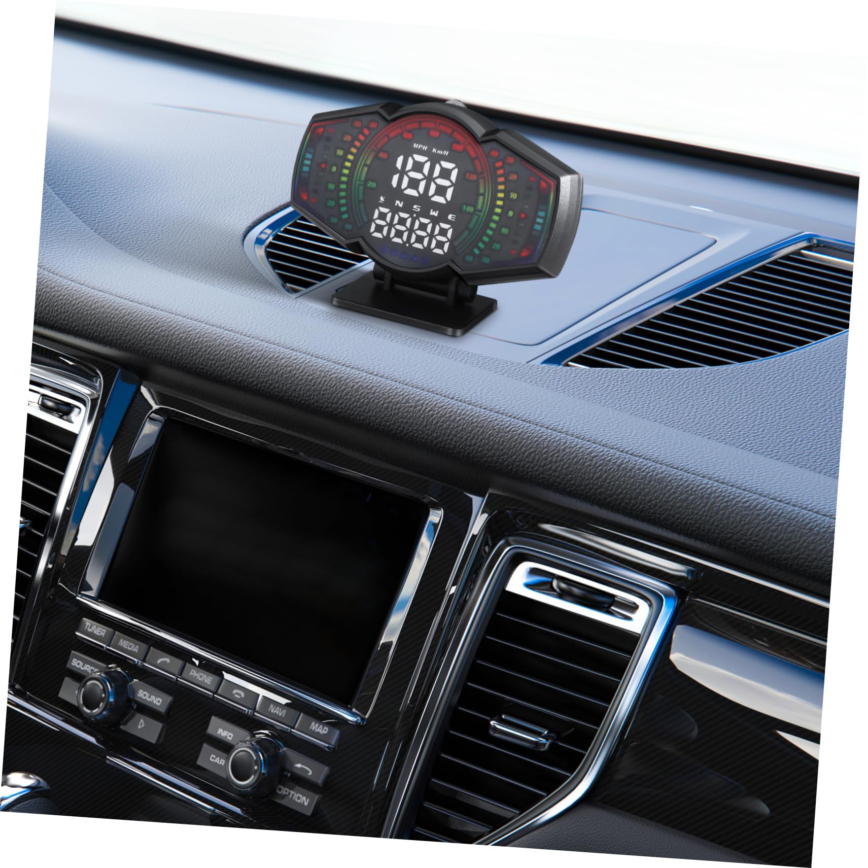PLAFOPE Display Head-up per Auto con Gps Monitor di Velocità Digitale e Inclinometro in Abs+pc per Guida Sicura in Città e Viaggi Lunghi con Visualizzazione Velocità