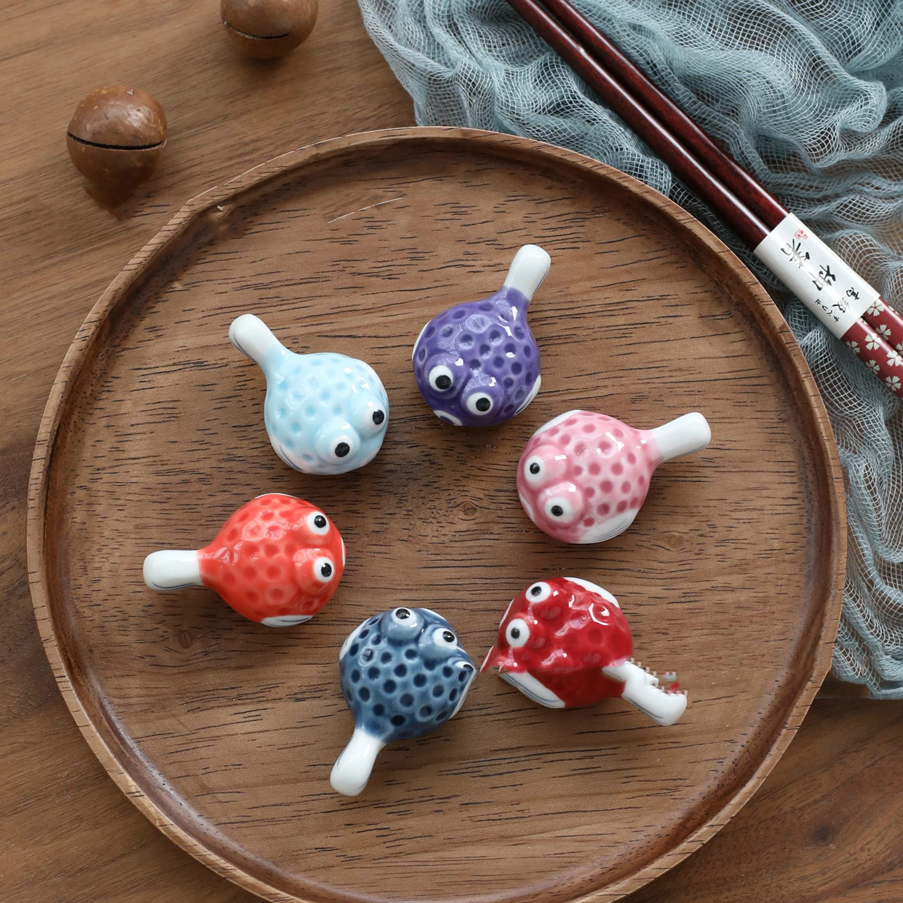 Support De Baguettes en Céramique De Couleur 6 Pièces, Porte-Couverts Créatif en Forme De Poisson, Table De Cuisine De Restaurant pour Couteau Et Fourchette