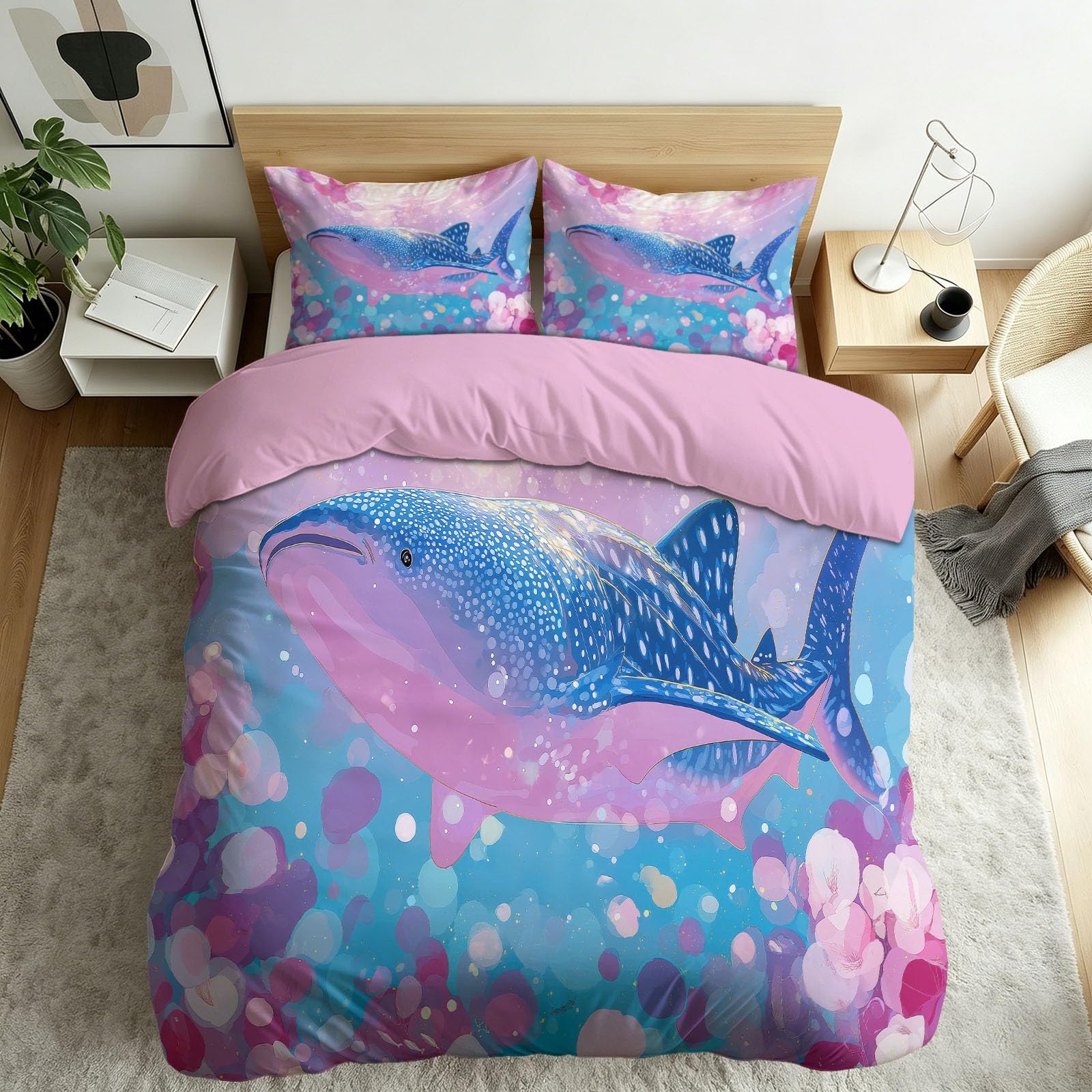 Komplet pościeli 220 x 240 cm, miękka mikrofibra, bańki mydlane, zestaw pościeli z zamkiem błyskawicznym, odpowiedni dla alergików – poszewka na kołdrę i 2 poszewki na poduszki, prezent dla dzieci