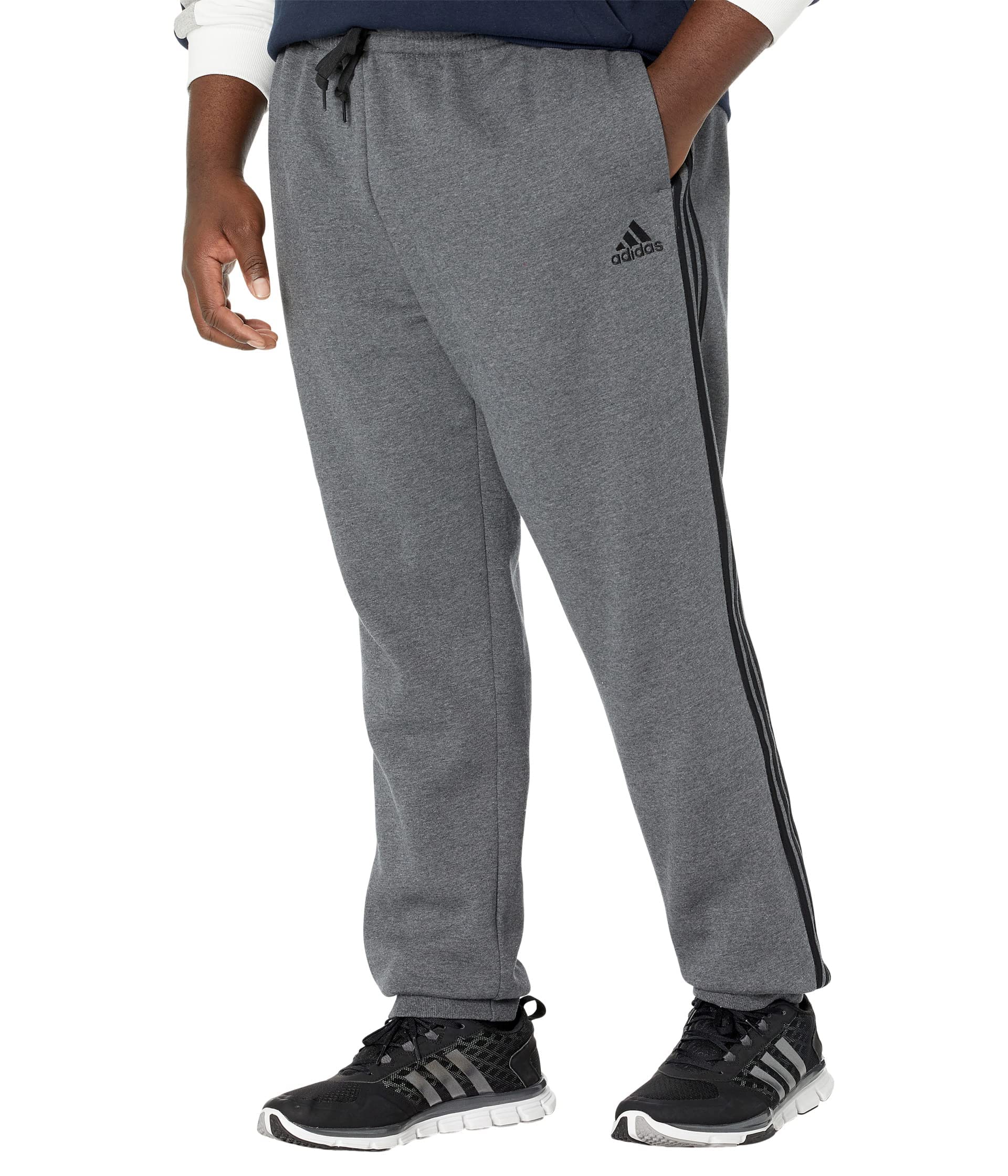 adidas Men's Essentials Fleece Tapered Cuff 3-Stripes Pants