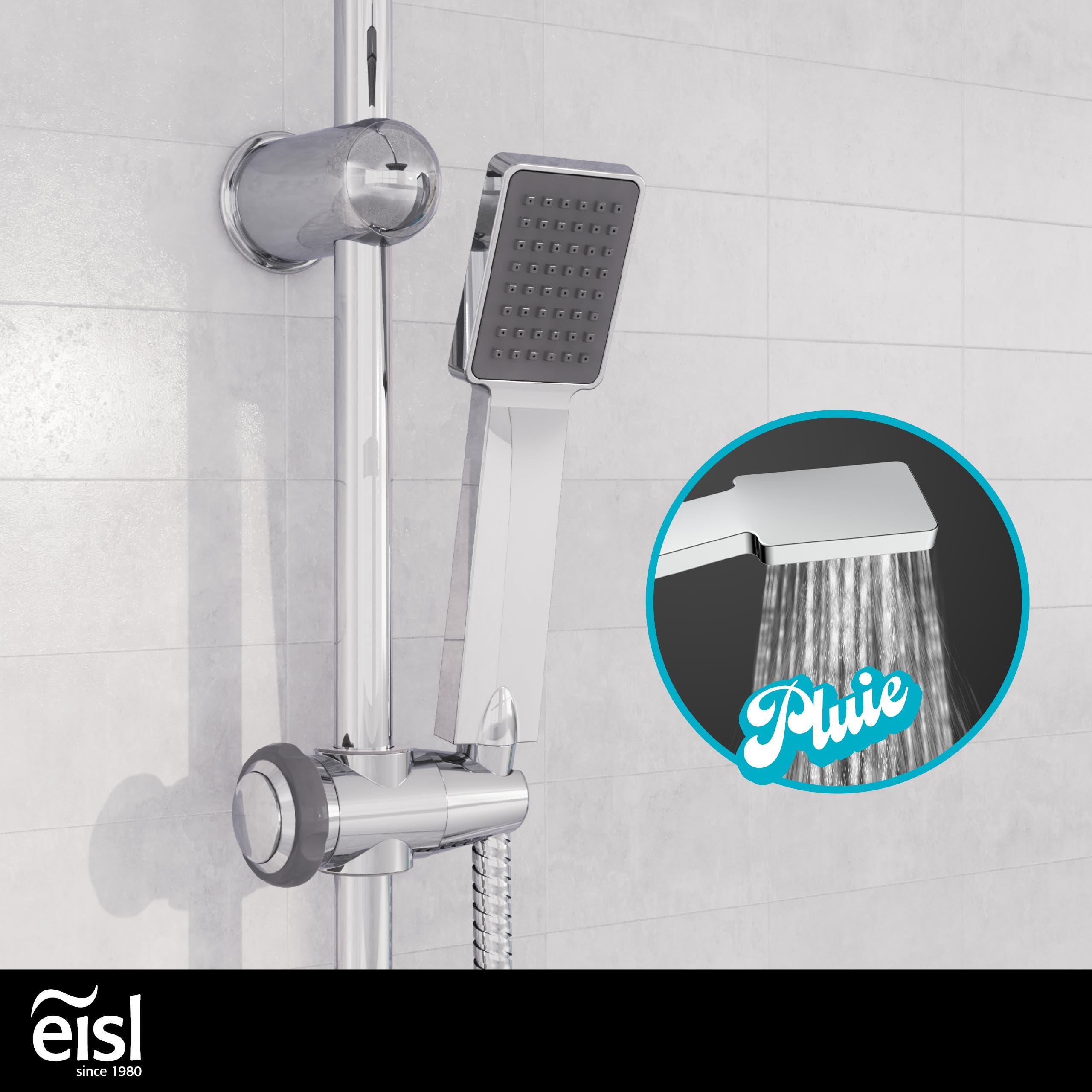 EISL Colonne de Douche Pluie 2en1, Pommeau Anti-Calcaire, Chrome