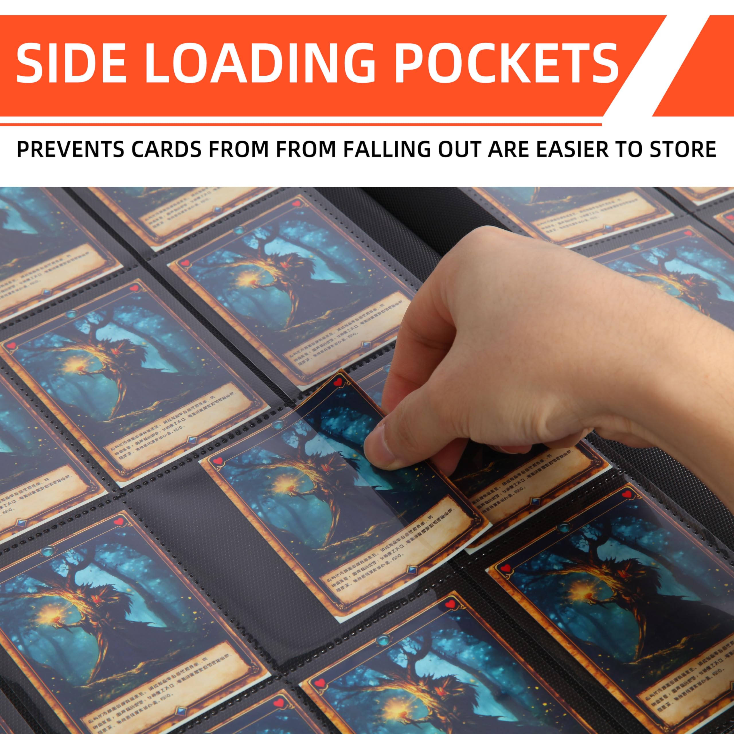 Amazon.com: Premium Trading Card Binder for PKM TCG MTG Cards,Holds 1000+  Cards,16 -Pocket Ringless Side Loading Binder with Zipper Trading Card  Album Folder for TCG