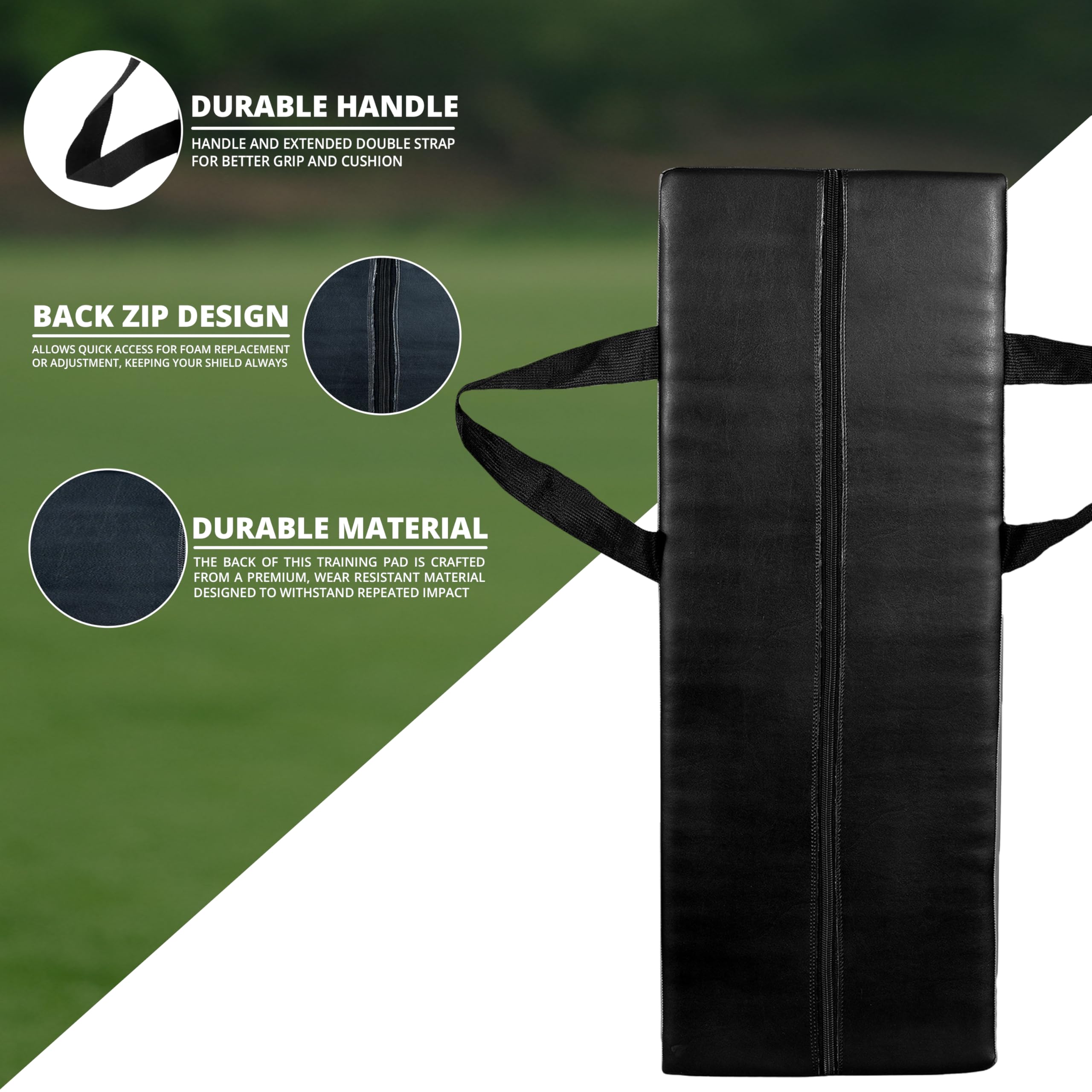 MAXSTRENGTH Double Rugby Tackle Shield - Curved Training Pad with Back Handles & Zip - Impact Resistant - Black/Red or Black/White