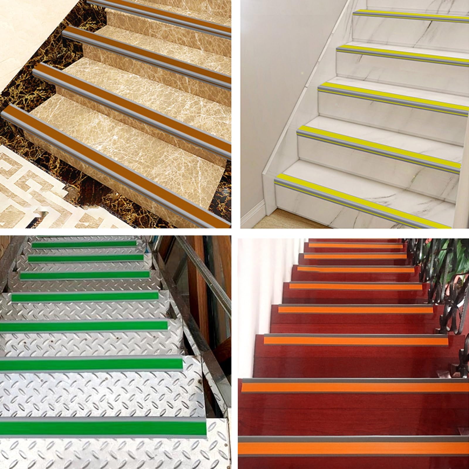 Perfil De PVC Autoadhesivo De Borde para Escaleras en Forma De L, Tiras Antideslizantes para Peldaños, Tiras Antideslizantes Autoadhesivas, Adhesivo Y Antideslizante, Adecuado para Escaleras ( Color :