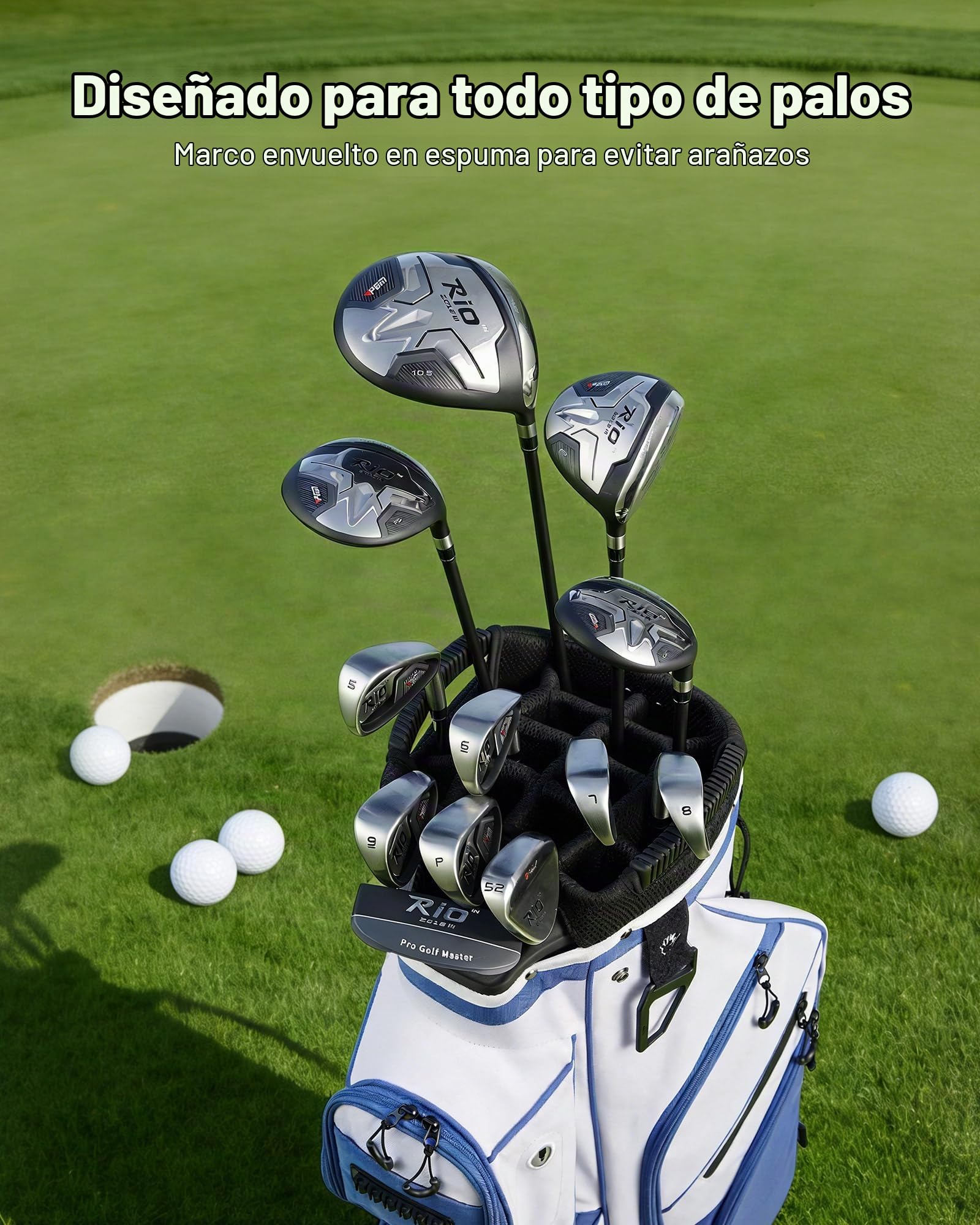 VEVOR Bolsa de Carro para Palos de Golf 15 Compartimentos, 10 Bolsillos, Bolsa para Carrito de Golf de Poliéster, con Correa para Hombro, Cubierta para Lluvia, Cremalleras Suaves, para Adultos