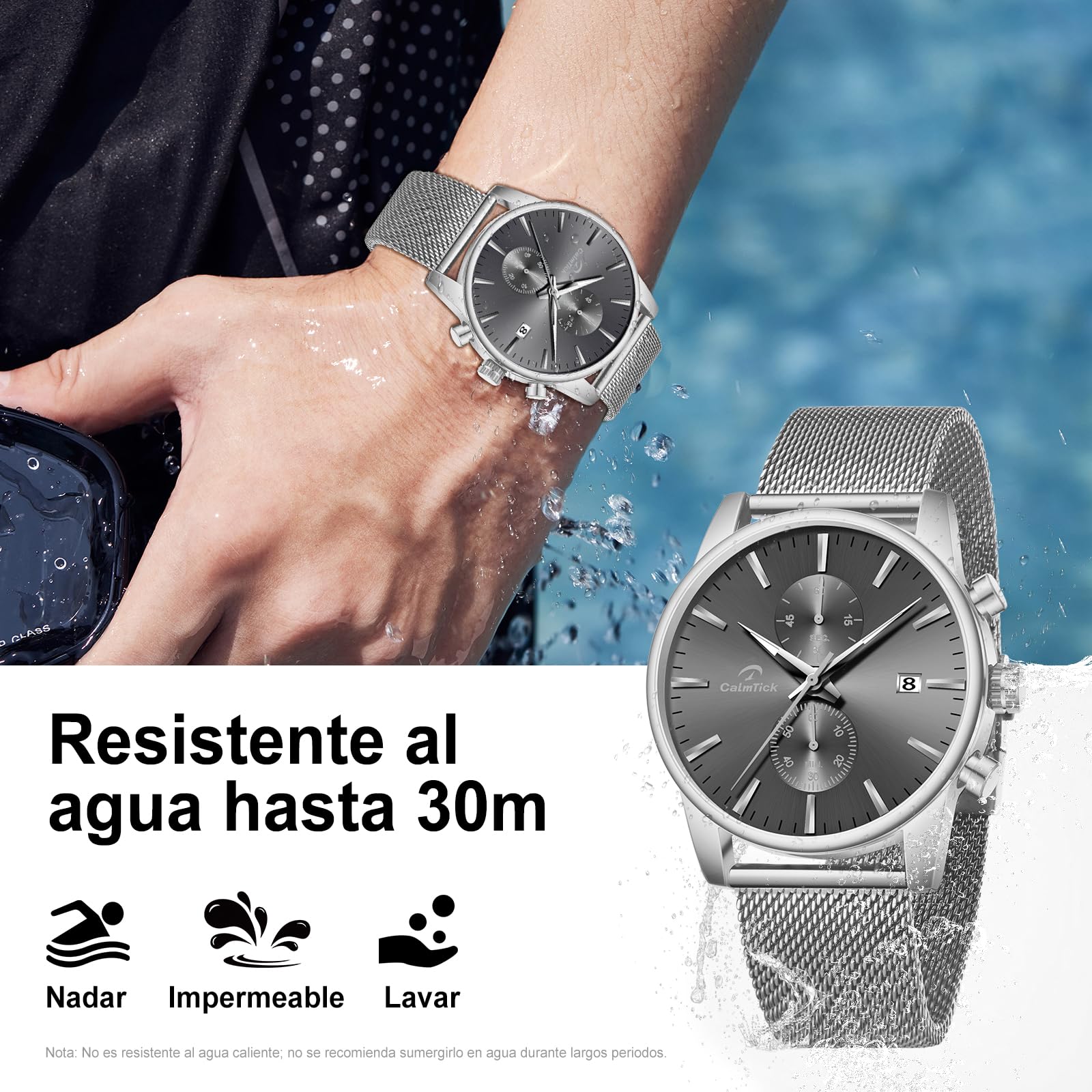 Quarzuhr für Herren, leuchtende Zeiger, Datumsanzeige, Chronographen-Hilfszifferblatt, wasserdicht bis 30 m, japanisches Uhrwerk VD51, klassische Business-Uhr