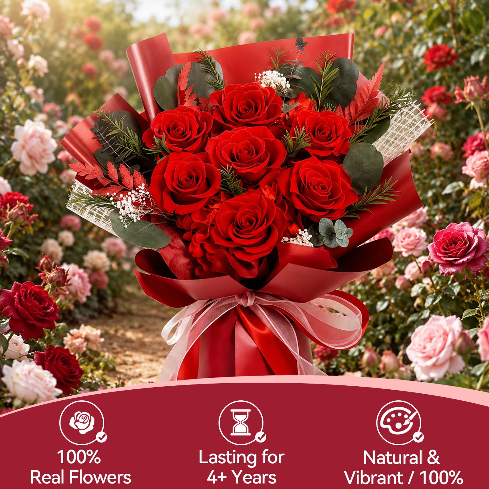 Konservierter Blumenstrauß, Infinity Rosen, Ewige Rose Geschenke für Frauen