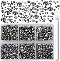 Vista 116 de 2880 diamantes de imitación para arte de uñas, sin termofijación, fijación con pegamento, cristales redondos de vidrio con base plana para hacer