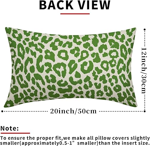 Miniatura 4 de Juego de 2 fundas de almohada con estampado de leopardo verde de 12 x 20 pulgadas, diseño de animal de guepardo verde lima, chinoiserie, fundas de