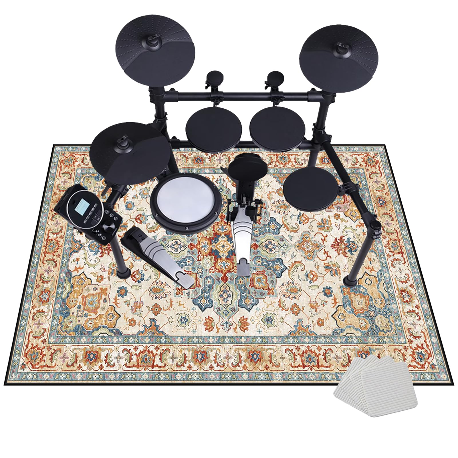 JaevKwzy Non-Slip Drum Carpet Rugs | Drum Rug Drum Mat, Professional Percussion E-Drum Rug | Drums Set Rug | Soundproof Drum Blanket | Jazz Drum Bass Drum Snare Musical Instrument Mat 140 x 100 cm
