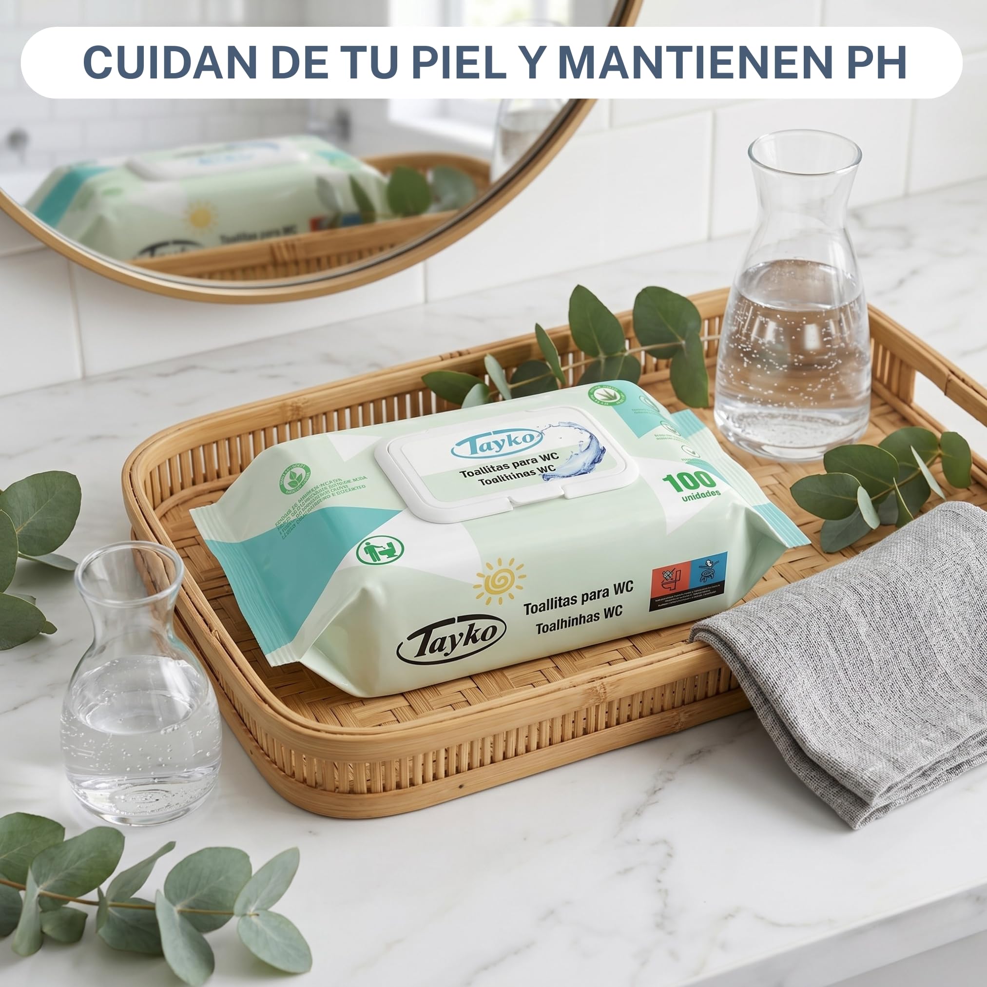 Tayko Toallitas Papel Higiénico Húmedo Aloe Vera, 600 toallitas con Tapa Rígida, Toallitas Húmedas Desechables para WC y Biodegradables, Dermatológicamente testeadas, con extracto camomila