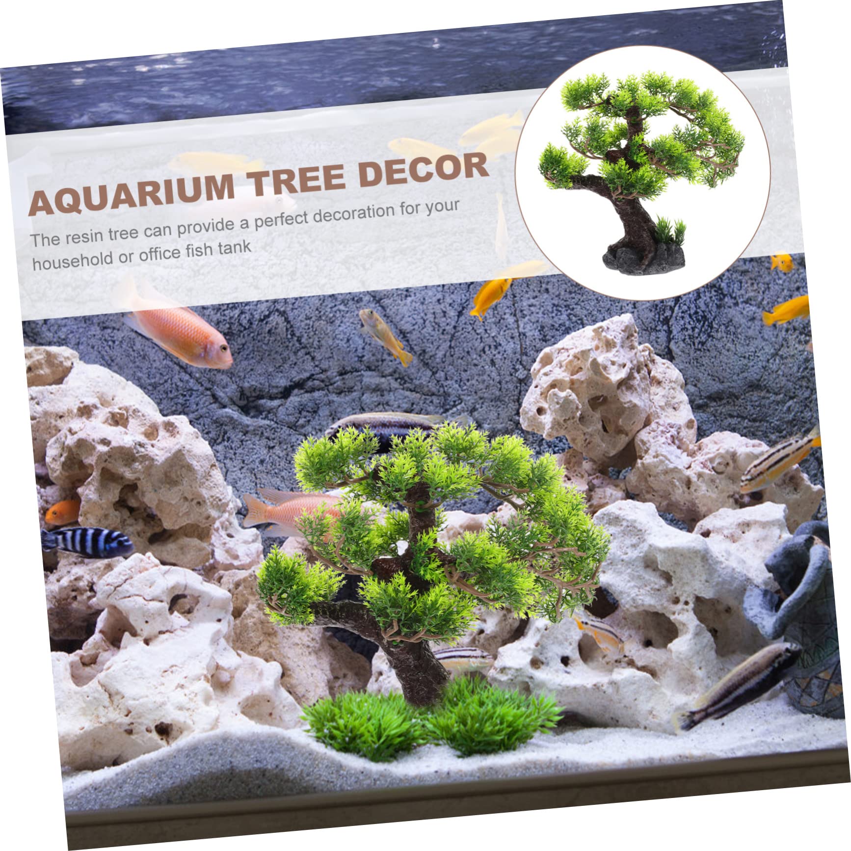 Paisajismo Árbol Resina Artesanía Estatua Decoración Plantas Verdes Plantas de Resina Decoración Acuario Bonsai Árbol Plantas Peceras Decoraciones Simulación Árbol Planta Resina Árbol for Decoración V